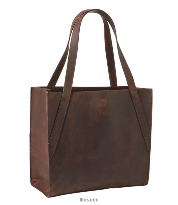 L.L.Bean unisex Stoneton volnerf leren draagtas donkere gerst accessoires VT0645437