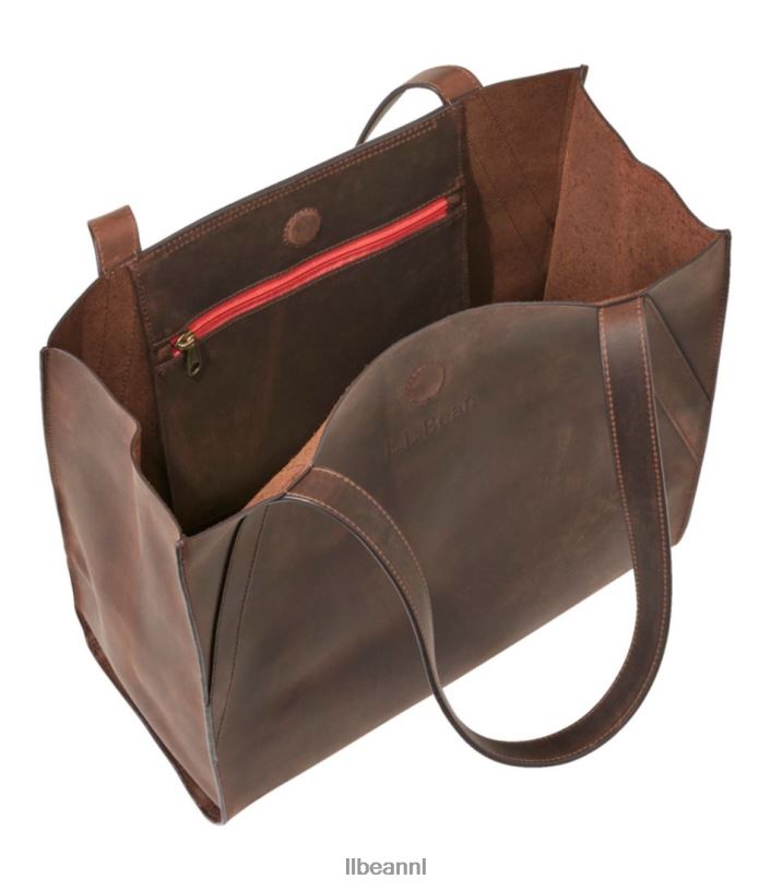 L.L.Bean unisex Stoneton volnerf leren draagtas donkere gerst accessoires VT0645437