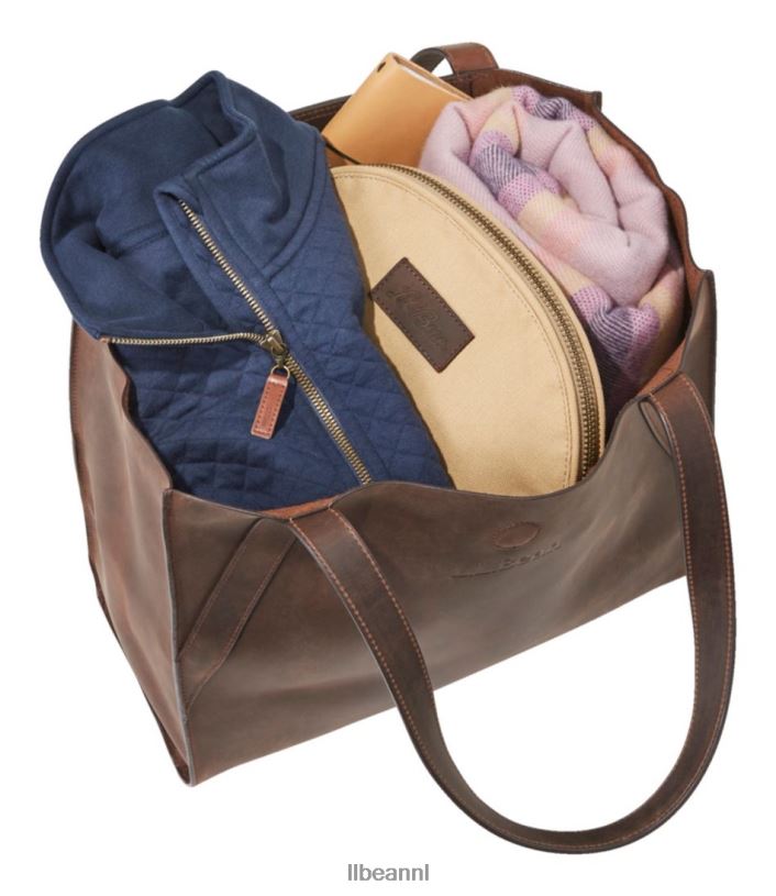 L.L.Bean unisex Stoneton volnerf leren draagtas donkere gerst accessoires VT0645437