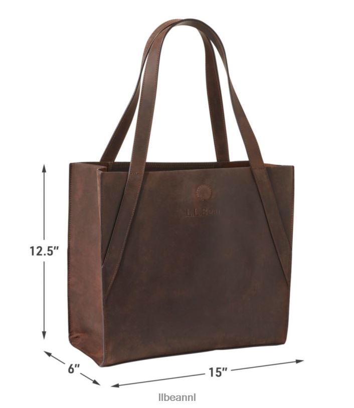 L.L.Bean unisex Stoneton volnerf leren draagtas donkere gerst accessoires VT0645437