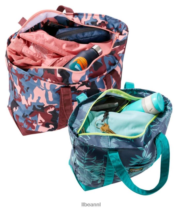 L.L.Bean unisex alledaagse lichtgewicht draagtasprint warme koraal camouflage accessoires VT0642386