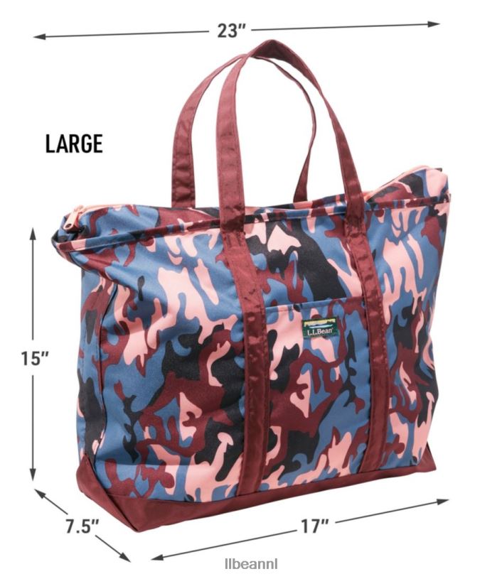 L.L.Bean unisex alledaagse lichtgewicht draagtasprint warme koraal camouflage accessoires VT0642386
