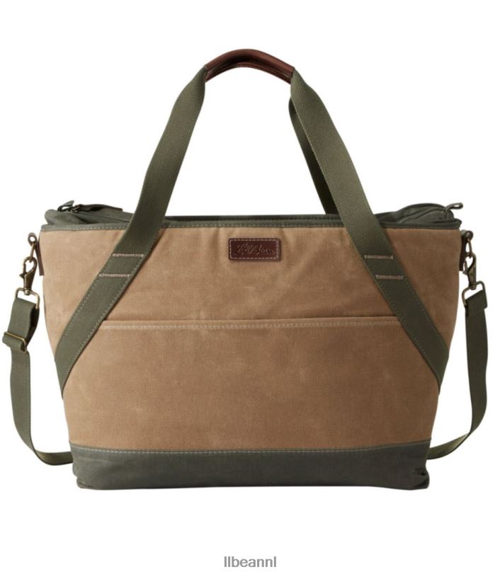 L.L.Bean unisex geïsoleerde draagtas van gewaxt canvas khaki accessoires VT0641339