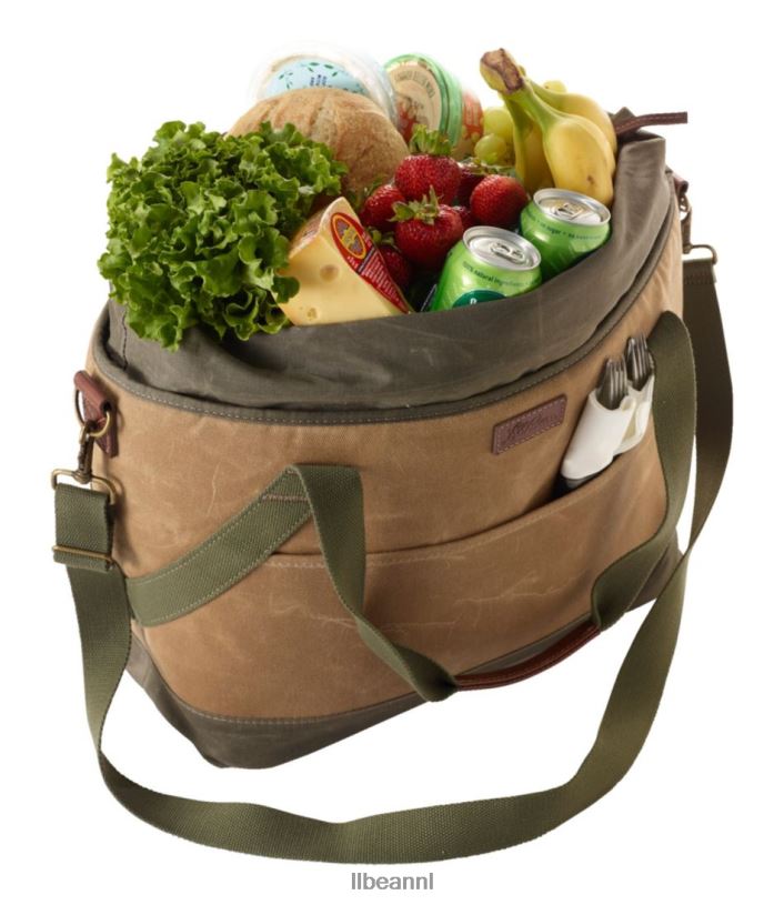 L.L.Bean unisex geïsoleerde draagtas van gewaxt canvas khaki accessoires VT0641339