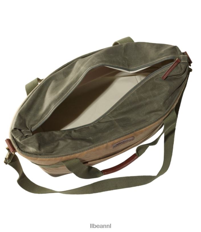 L.L.Bean unisex geïsoleerde draagtas van gewaxt canvas khaki accessoires VT0641339