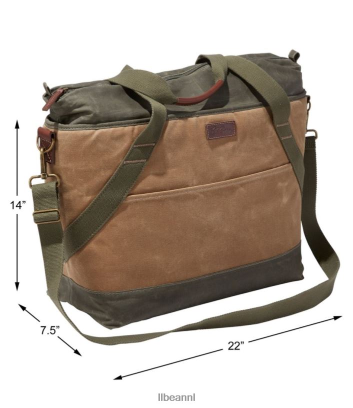 L.L.Bean unisex geïsoleerde draagtas van gewaxt canvas khaki accessoires VT0641339