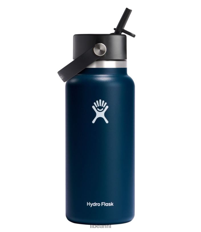 L.L.Bean unisex hydrofles waterfles met brede mond en flexibele rietje dop indigo accessoires voor buiten VT0646157