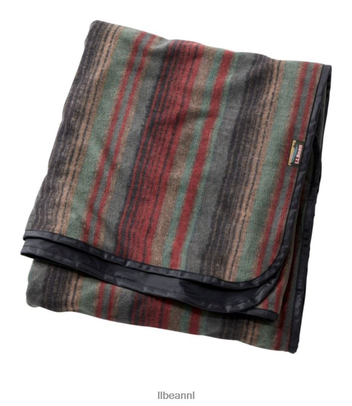 L.L.Bean unisex waterdichte buitendekenprint roodbruine dekenstreep accessoires voor buiten VT0641438
