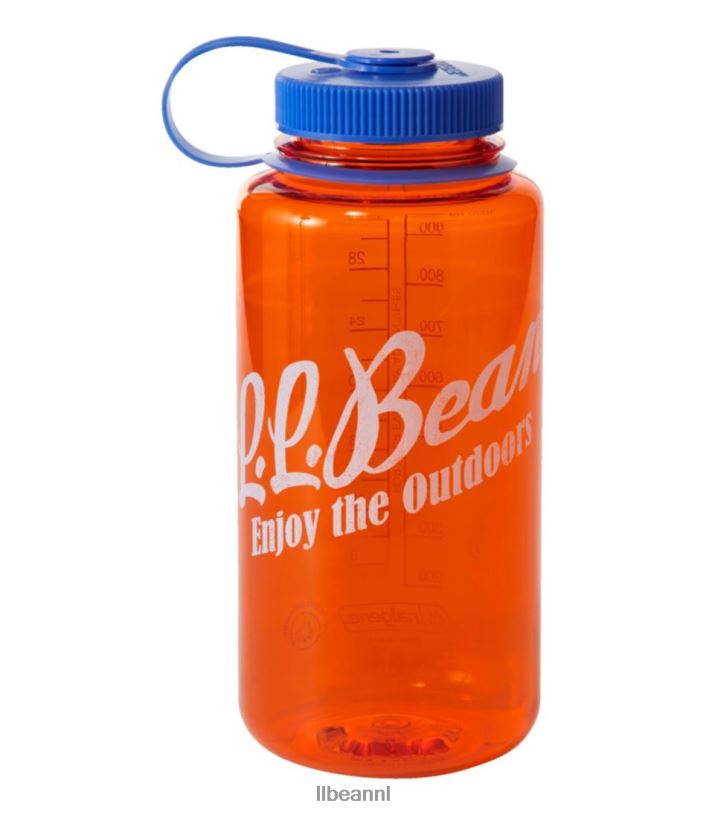 L.L.Bean unisex nalgene duurzame waterfles met brede opening en print oranje/genieten van het buitenleven accessoires voor buiten VT0646715