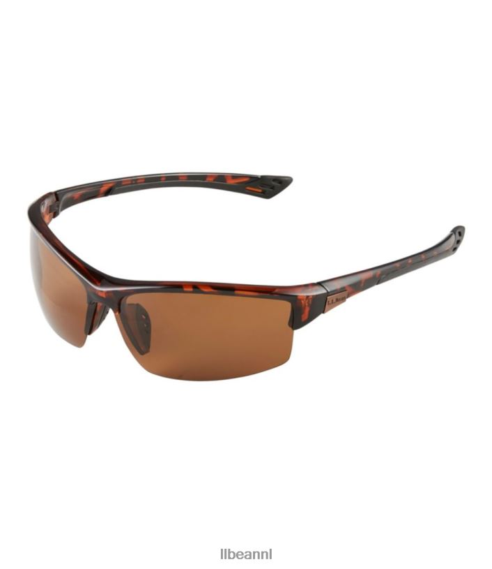 L.L.Bean unisex halftime gepolariseerde zonnebril glanzend donker demi/bruin accessoires voor buiten VT0644024