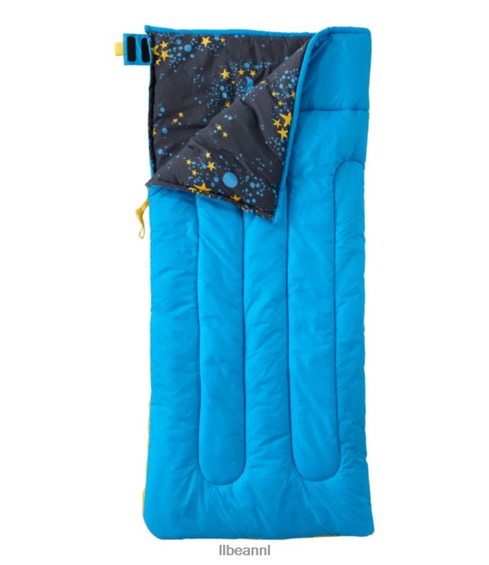 L.L.Bean unisex Kampslaapzak van katoenmix opvallende aqua/sterrennachtprint uitrusting voor buiten VT0646139
