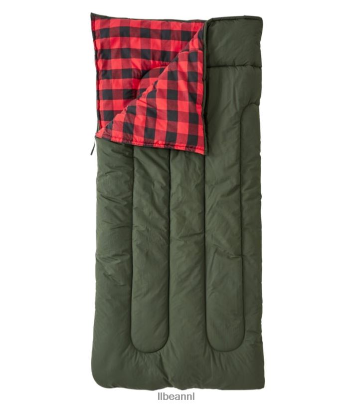 L.L.Bean unisex Met flanel gevoerde kampslaapzak diepe loden/buffel plaid uitrusting voor buiten VT0643844