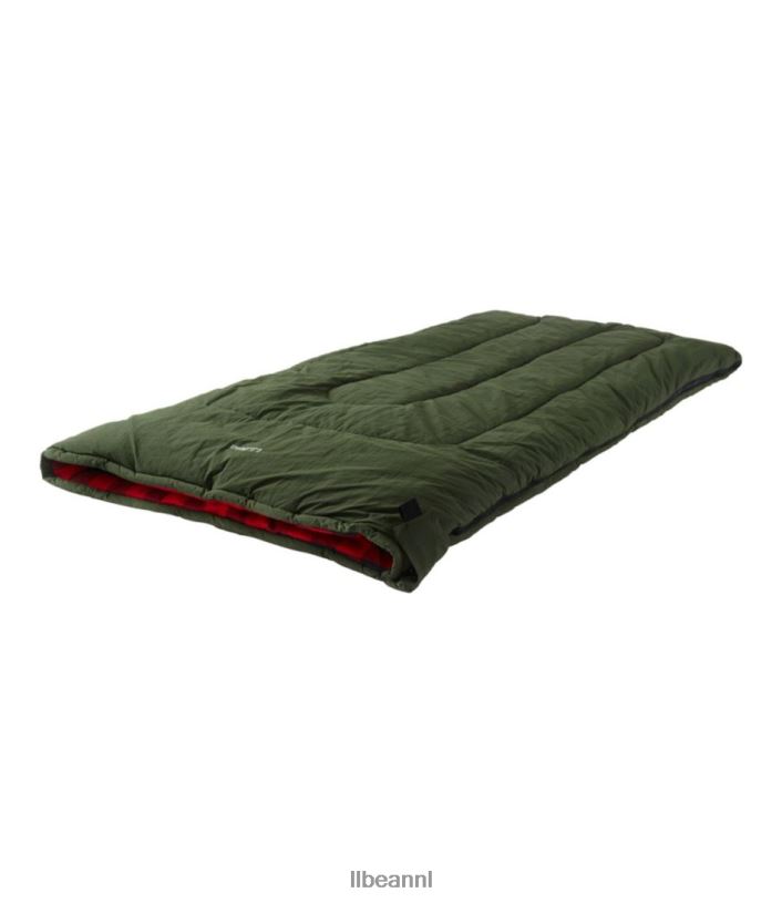 L.L.Bean unisex Met flanel gevoerde kampslaapzak diepe loden/buffel plaid uitrusting voor buiten VT0643844