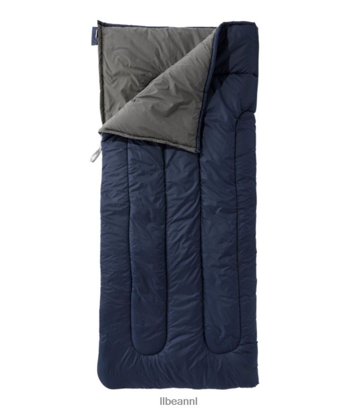 L.L.Bean unisex kampslaapzak katoenmix gevoerd 40 graden Fahrenheit diepste schaduwblauw uitrusting voor buiten VT0641300