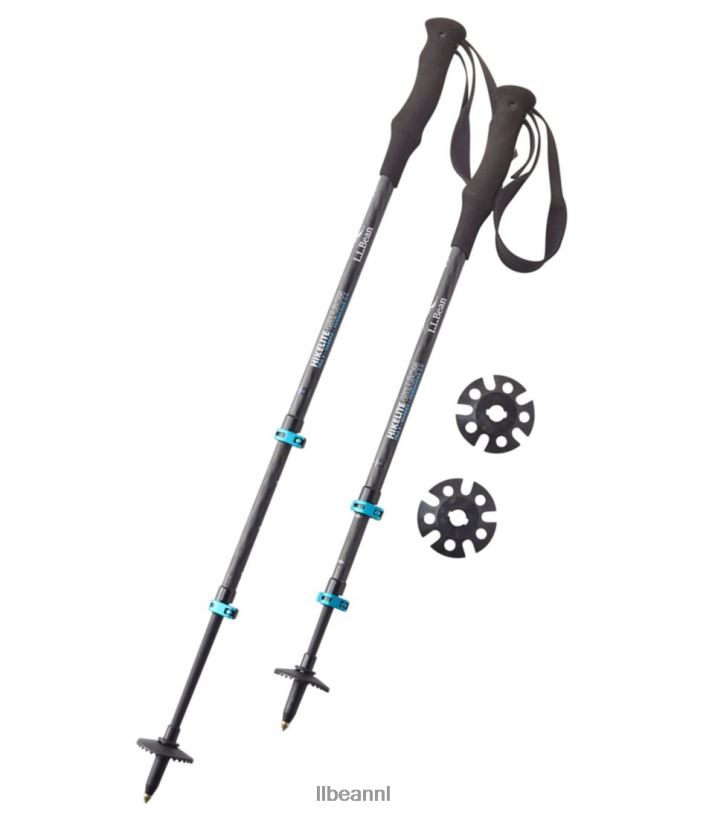 L.L.Bean unisex hikelite 4-seizoenen carbon compacte wandelstokken carbon mat/blauw transparant uitrusting voor buiten VT0641411
