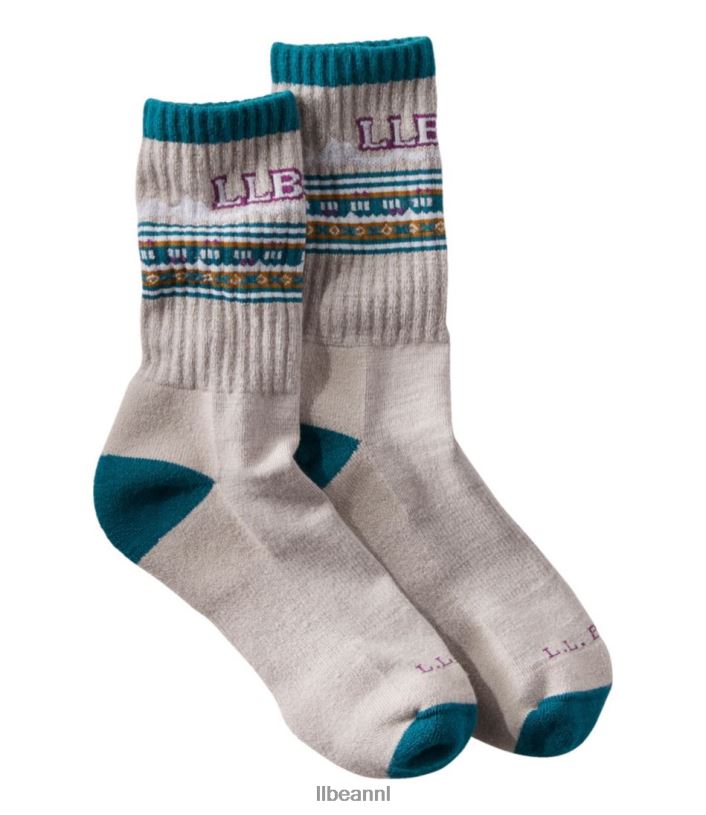 L.L.Bean vrouwen Katahdin wandelaar klassieke bergsokken steen/warm blauwgroen bergklassieker accessoires VT0643793