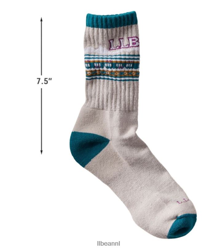L.L.Bean vrouwen Katahdin wandelaar klassieke bergsokken steen/warm blauwgroen bergklassieker accessoires VT0643793