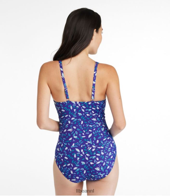 L.L.Bean vrouwen beansport zwemkleding klassieke blauwgroen blauwe penseelstreken kleding VT0644777