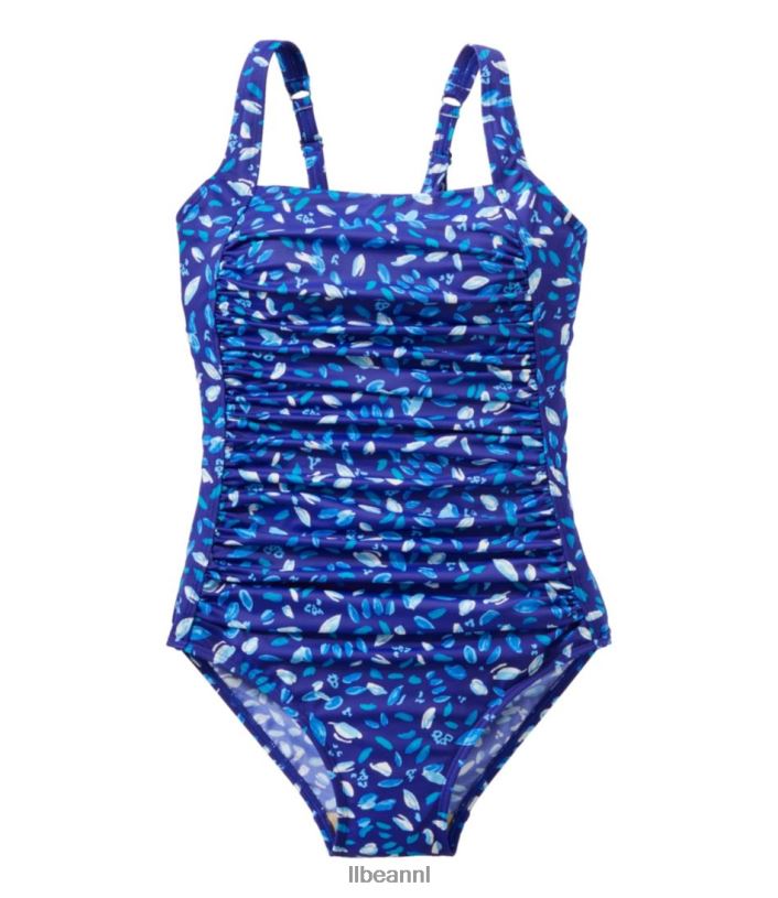 L.L.Bean vrouwen beansport zwemkleding klassieke blauwgroen blauwe penseelstreken kleding VT0644777