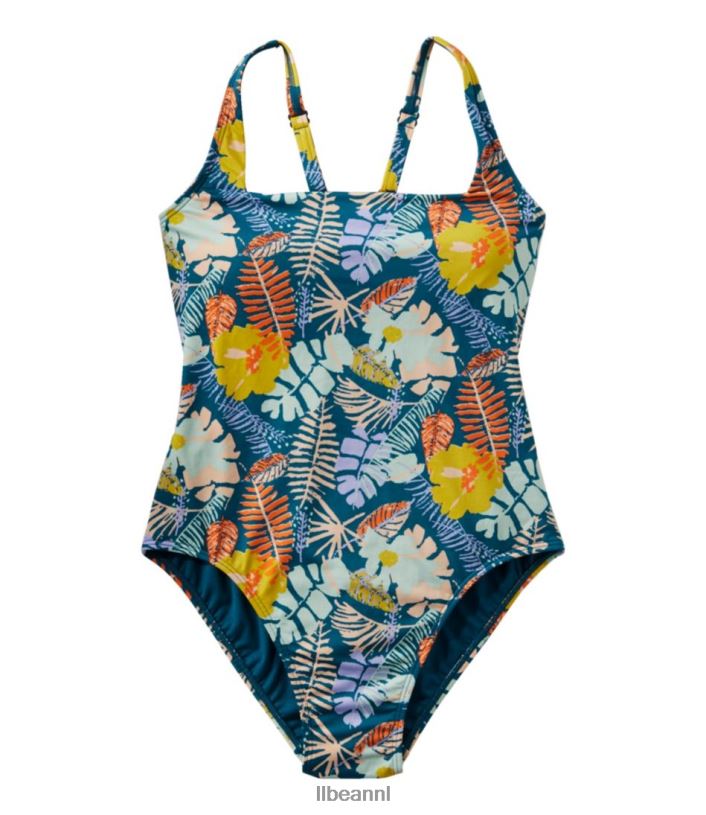 L.L.Bean vrouwen nieuwe stromingen badkleding donkerste marineblauwe penseelcamouflage kleding VT0643268