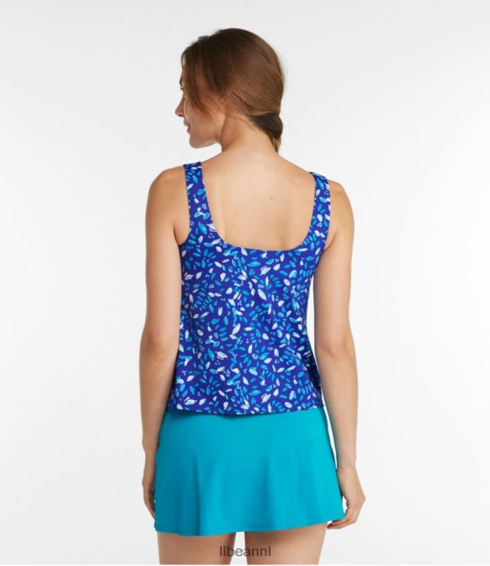L.L.Bean vrouwen beansport zwemkleding klassieke blauwgroen blauwe penseelstreken kleding VT0646442