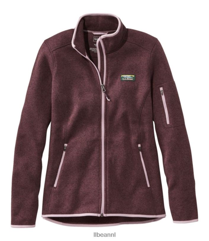 L.L.Bean vrouwen sweaterfleece jack met volledige ritssluiting rozijn bruin bovenkleding VT0647042