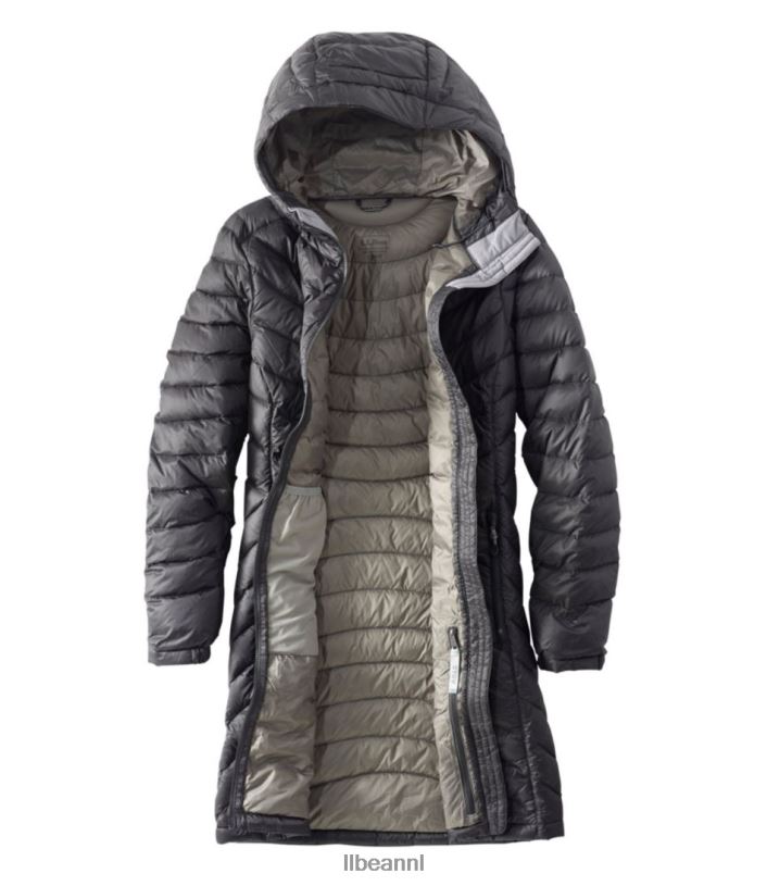 L.L.Bean vrouwen Ultralichte 850 donsjas met capuchon staalgrijs bovenkleding VT0646052