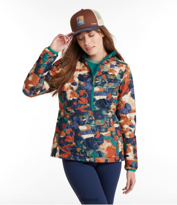L.L.Bean vrouwen katahdin geïsoleerde trui warme blauwgroen camouflage bovenkleding VT0643682
