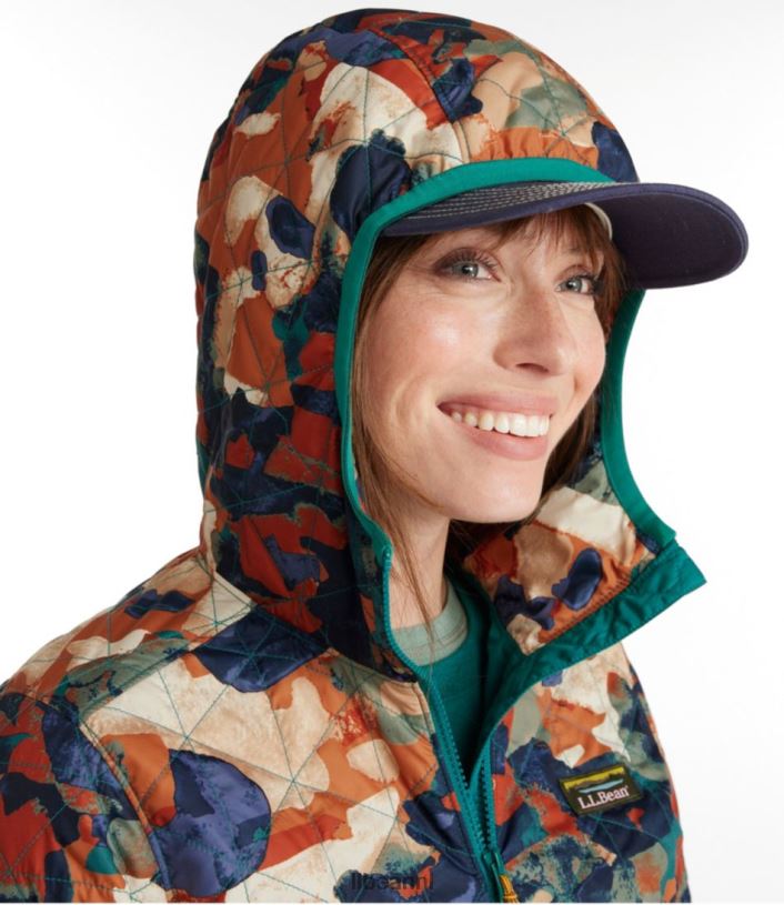 L.L.Bean vrouwen katahdin geïsoleerde trui warme blauwgroen camouflage bovenkleding VT0643682