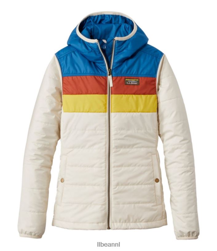 L.L.Bean vrouwen klassiek berg pufferjack met capuchon marineblauw/natuur bovenkleding VT0643628