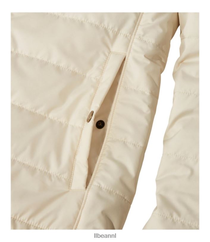 L.L.Bean vrouwen klassiek berg pufferjack met capuchon marineblauw/natuur bovenkleding VT0643628