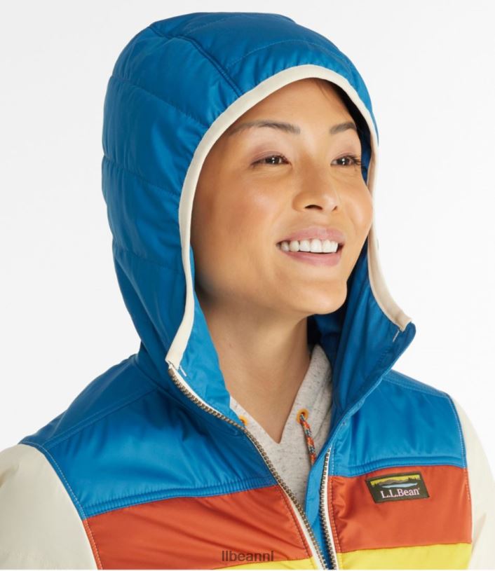 L.L.Bean vrouwen klassiek berg pufferjack met capuchon taupe bruin/grijs berken bovenkleding VT064862