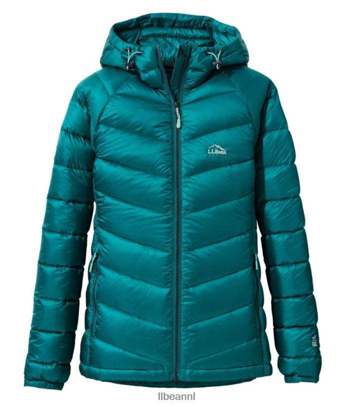 L.L.Bean vrouwen ultralicht 850 donsjack met capuchon diepe lagune bovenkleding VT0646670