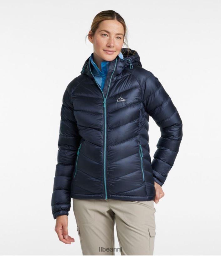 L.L.Bean vrouwen ultralicht 850 donsjack met capuchon diepe lagune bovenkleding VT0646670
