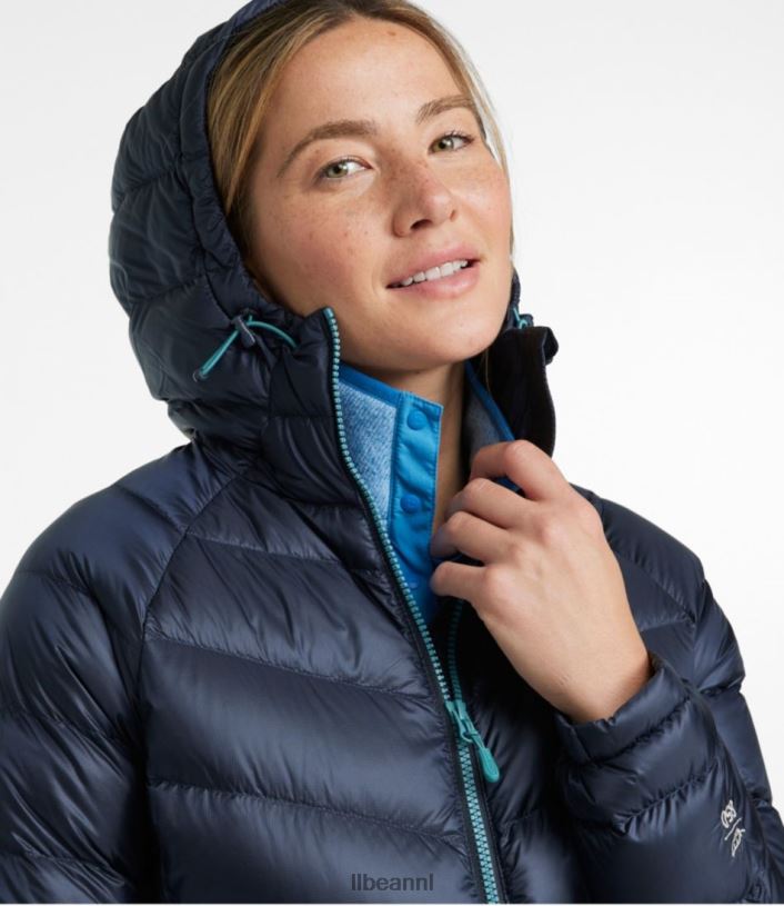 L.L.Bean vrouwen ultralicht 850 donsjack met capuchon diepe lagune bovenkleding VT0646670
