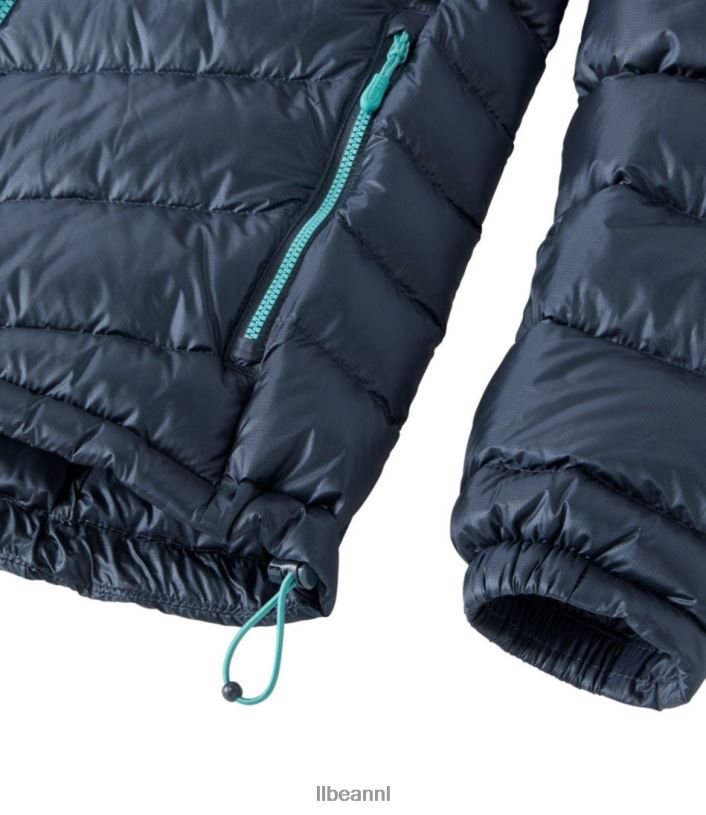 L.L.Bean vrouwen ultralicht 850 donsjack met capuchon diepe lagune bovenkleding VT0646670