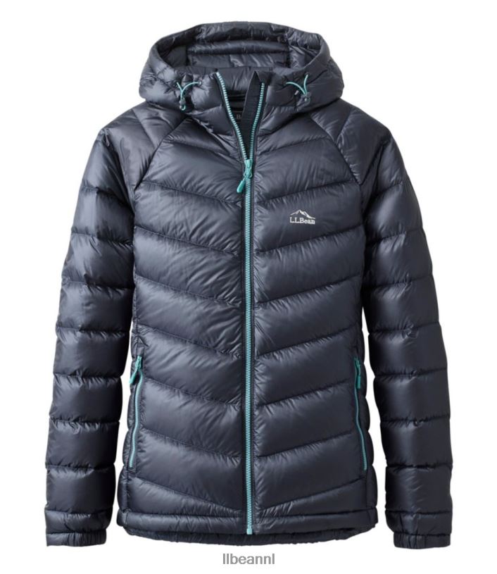 L.L.Bean vrouwen ultralicht 850 donsjack met capuchon koolstof marine bovenkleding VT0645080