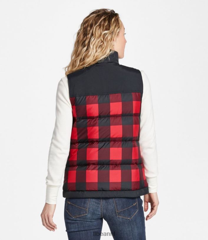L.L.Bean vrouwen Klassiek bergdonsvest rijke rode buffelplaid bovenkleding VT064931
