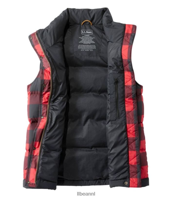 L.L.Bean vrouwen Klassiek bergdonsvest rijke rode buffelplaid bovenkleding VT064931