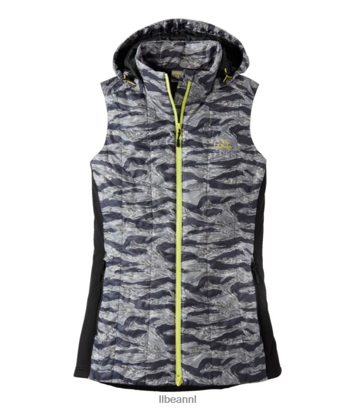 L.L.Bean vrouwen primaloft packaway lang vest koolstof camouflage bovenkleding VT064901
