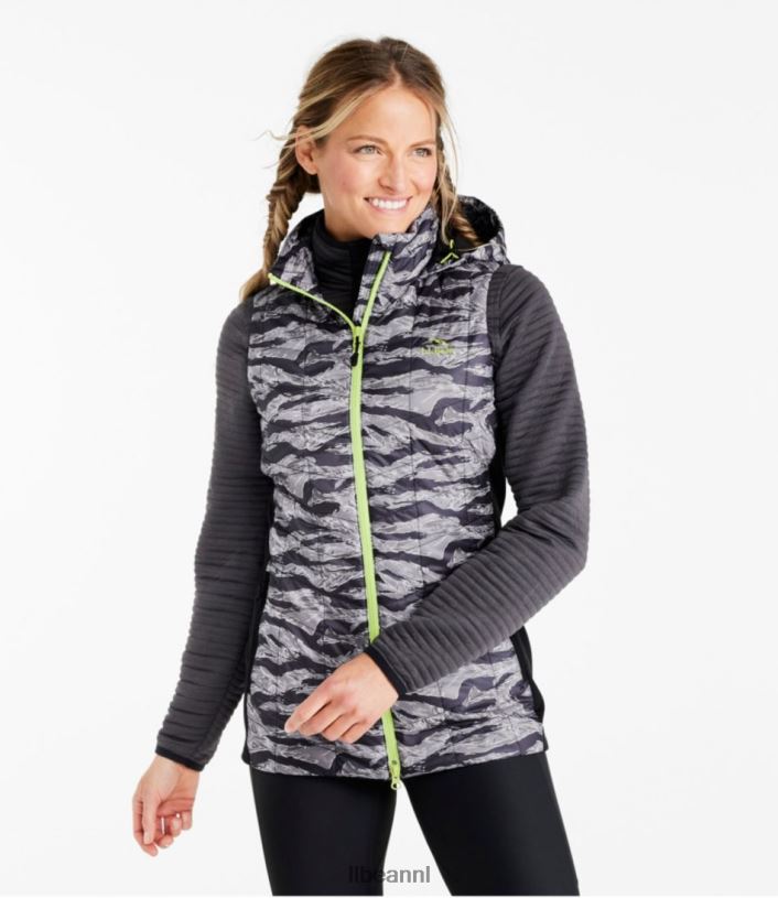 L.L.Bean vrouwen primaloft packaway lang vest koolstof camouflage bovenkleding VT064901
