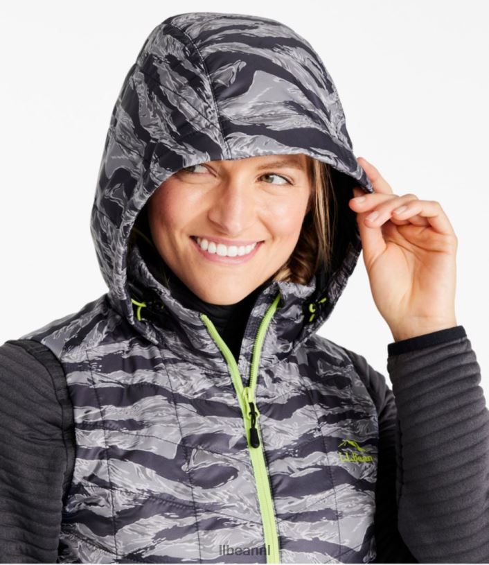 L.L.Bean vrouwen primaloft packaway lang vest koolstof camouflage bovenkleding VT064901