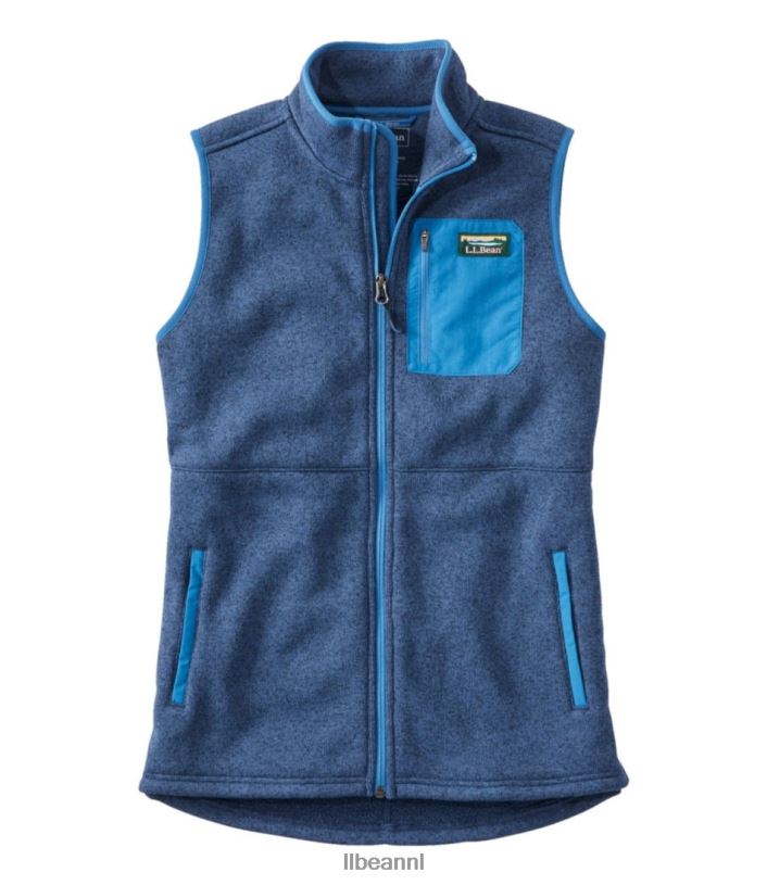 L.L.Bean vrouwen trui fleece lang vest wilde eend blauw bovenkleding VT0644867