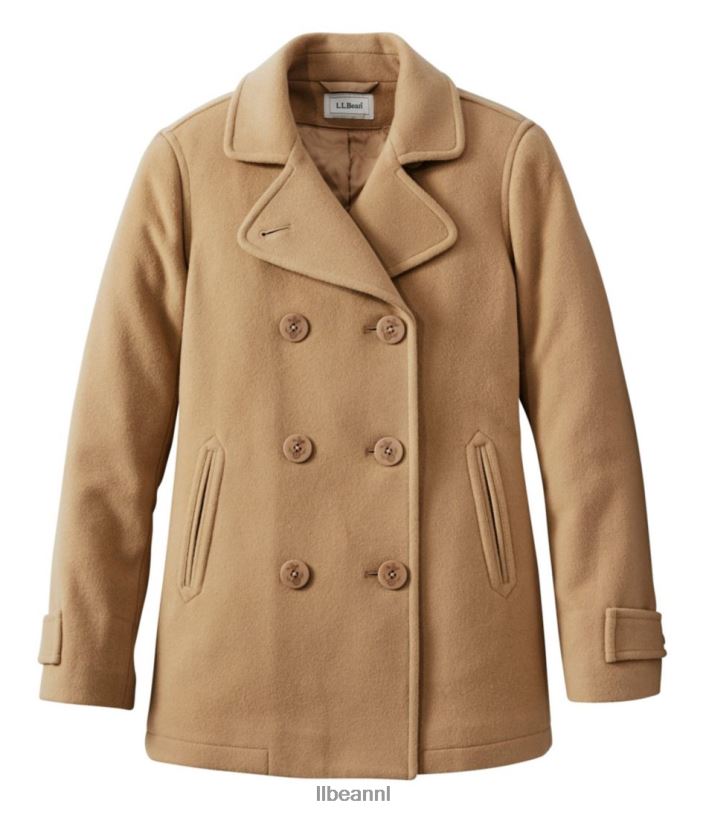 L.L.Bean vrouwen klassieke lamswollen peacoat kameel bovenkleding VT064886