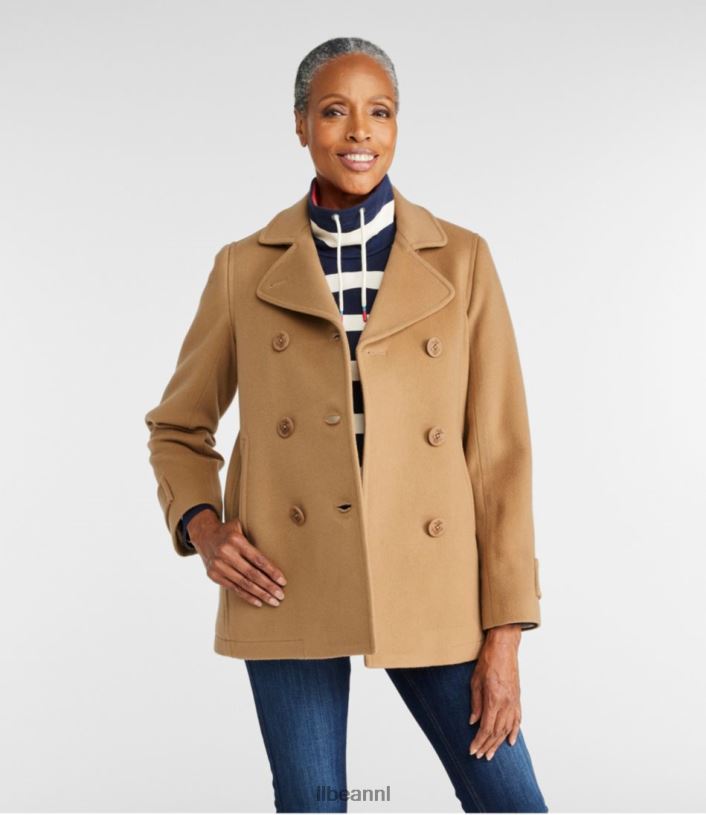 L.L.Bean vrouwen klassieke lamswollen peacoat kameel bovenkleding VT064886