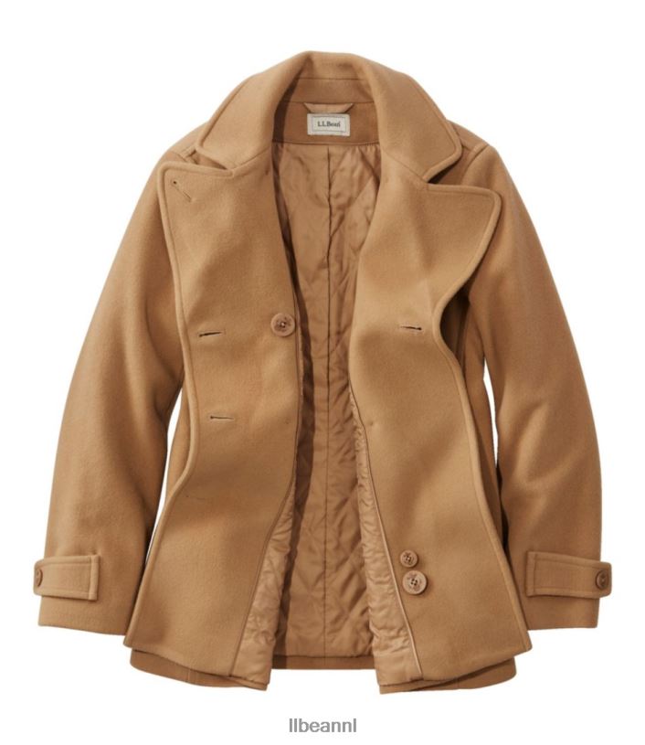 L.L.Bean vrouwen klassieke lamswollen peacoat kameel bovenkleding VT064886