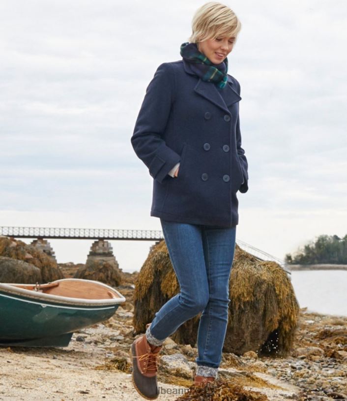 L.L.Bean vrouwen klassieke lamswollen peacoat kameel bovenkleding VT064886