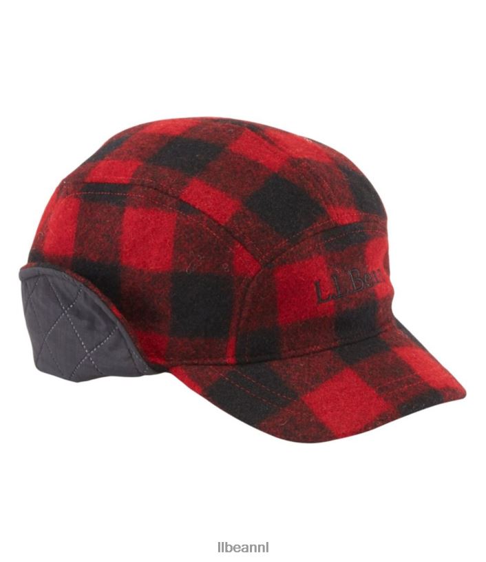 L.L.Bean vrouwen Maine Guide wollen muts met primaloft rood Zwart uitrusting voor buiten VT0643880