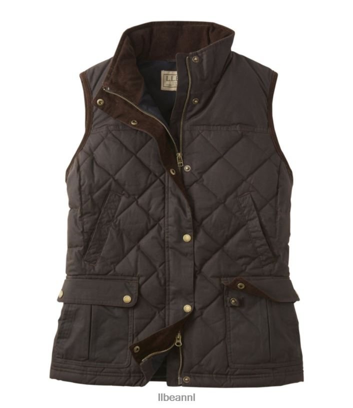 L.L.Bean vrouwen Upcountry gewaxt katoenen donsvest koffieboon uitrusting voor buiten VT0643679