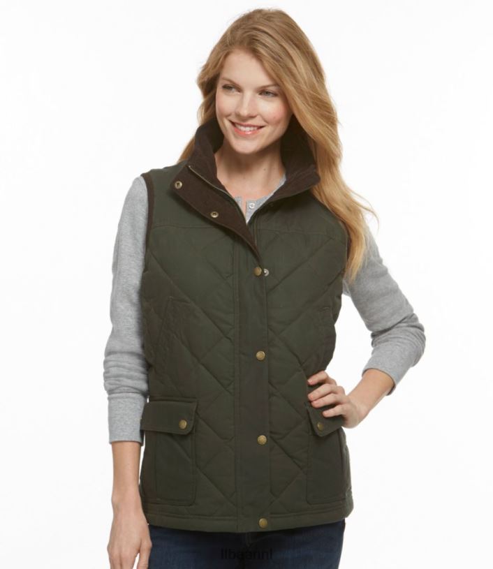 L.L.Bean vrouwen Upcountry gewaxt katoenen donsvest koffieboon uitrusting voor buiten VT0643679